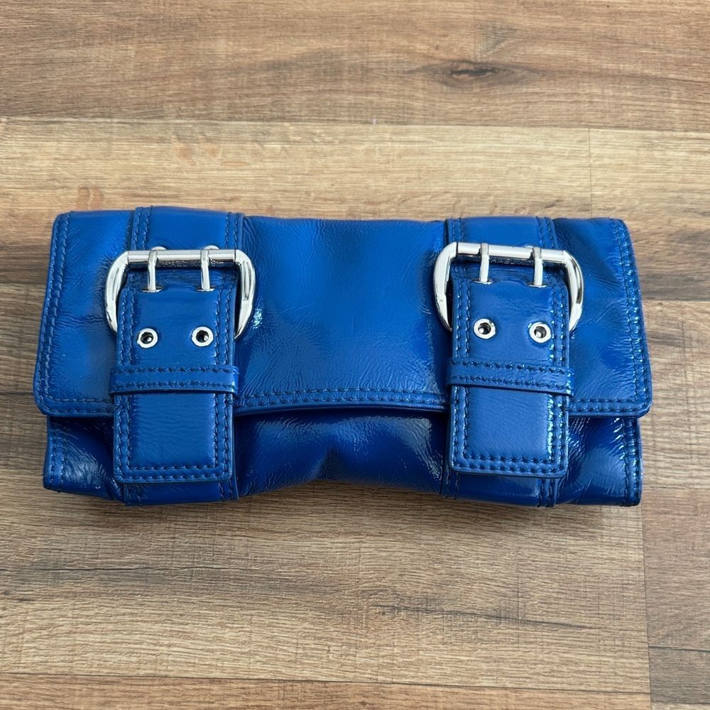 Vintage Michael Kors Royal Blue Buckle Clutch with Silver Hardware